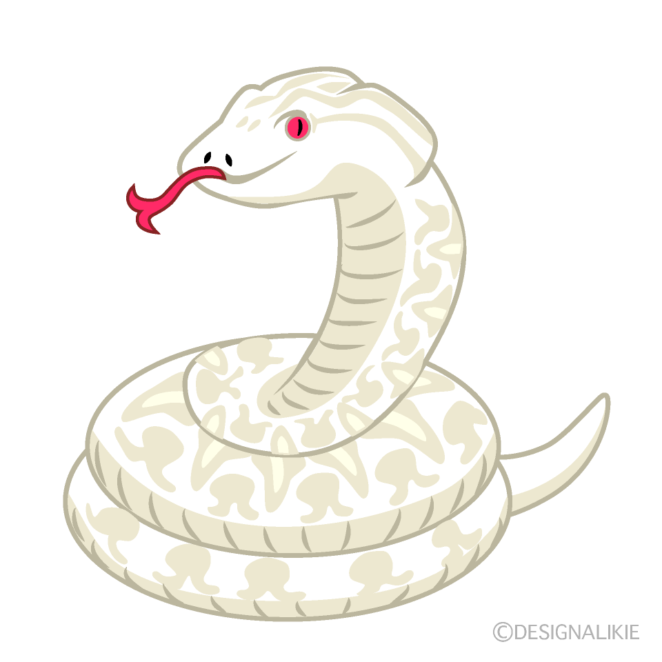 金模様の白蛇イラストのフリー素材 イラストイメージ