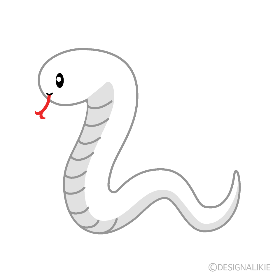 横から見たかわいい白ヘビの無料イラスト素材 イラストイメージ