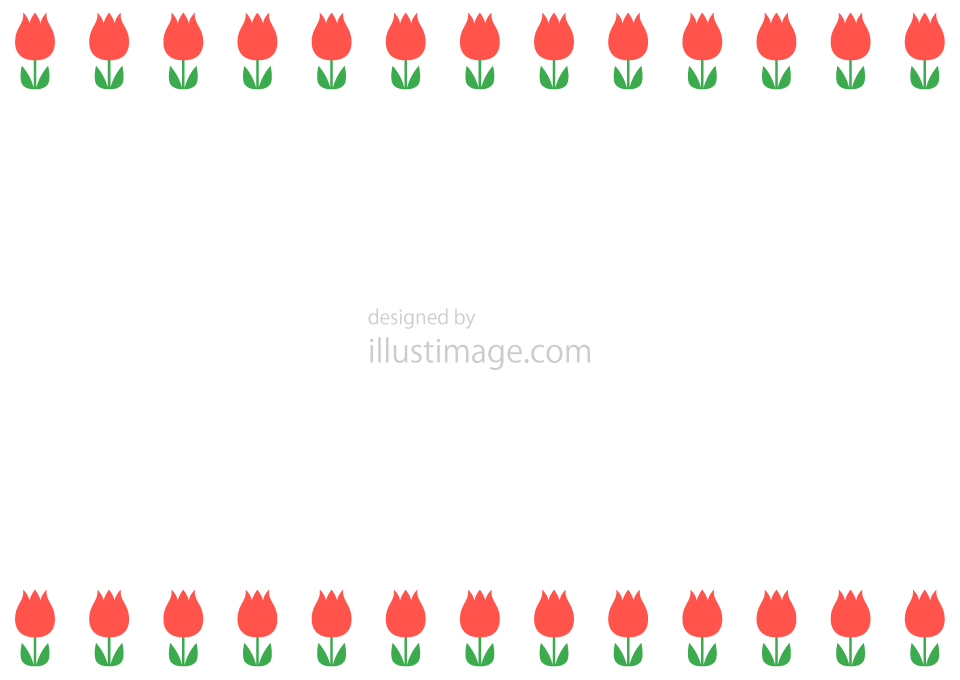 赤いチューリップ枠イラストのフリー素材 イラストイメージ