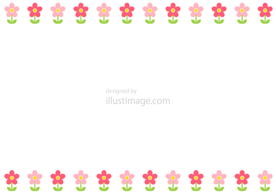 かわいいピンクの花フレームイラストのフリー素材 イラストイメージ