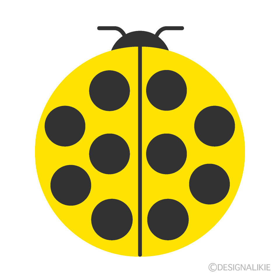 シンプルな黄色てんとう虫イラストのフリー素材 イラストイメージ