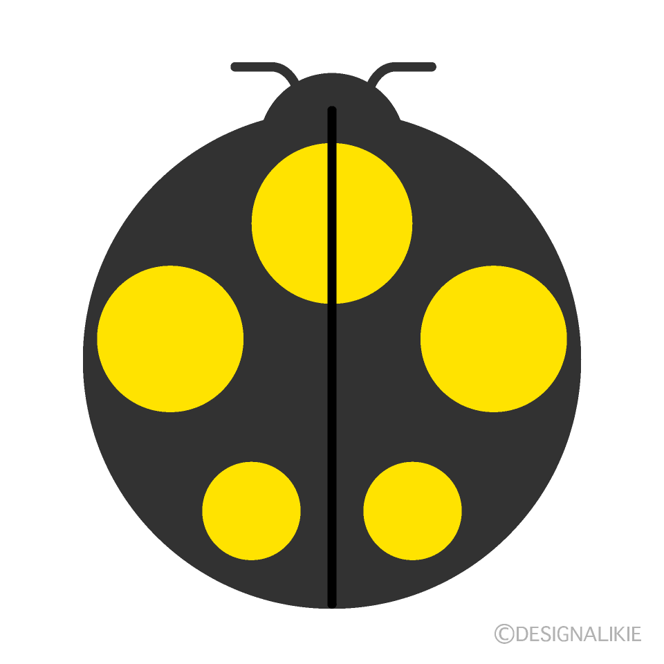 シンプルな黄色斑点のてんとう虫イラストのフリー素材 イラストイメージ
