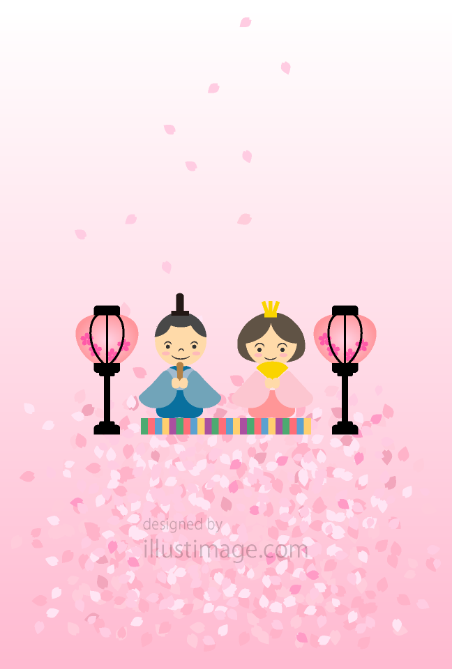 桜の花びらのひな祭りの無料イラスト素材 イラストイメージ