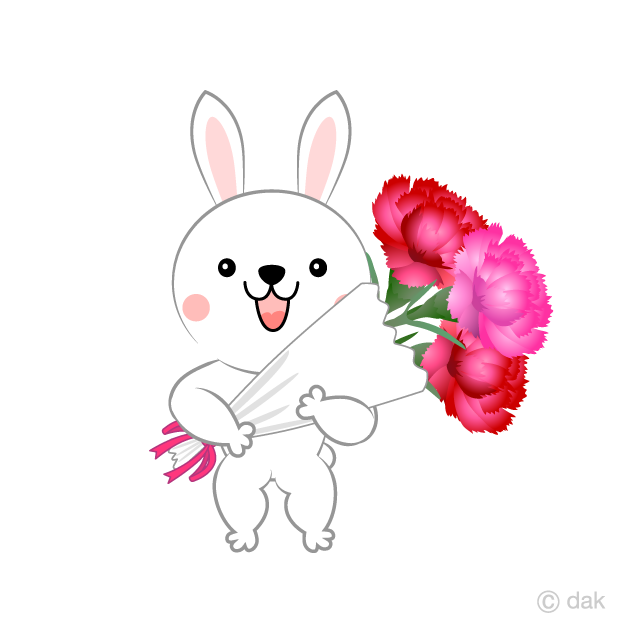 花束をプレゼンするウサギ