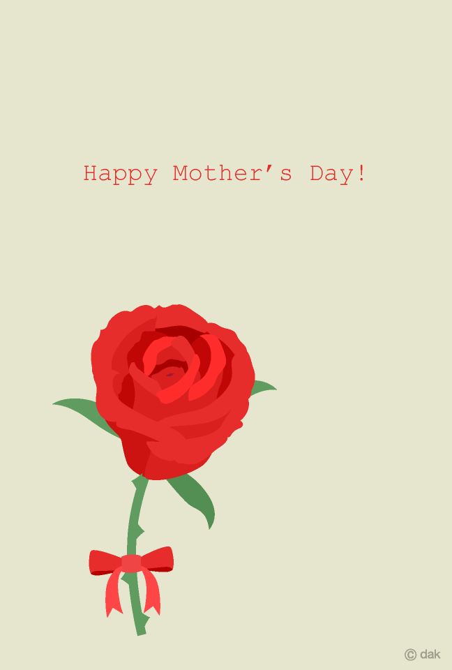 赤いバラの母の日カード イラストのフリー素材 イラストイメージ