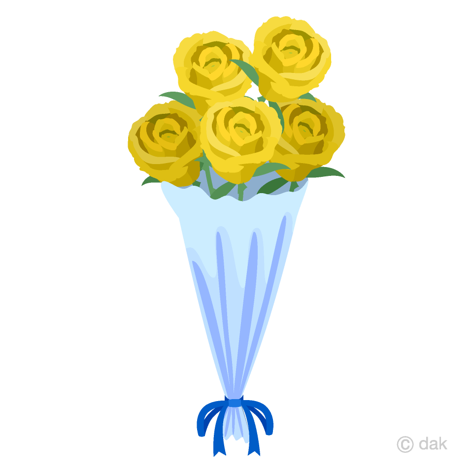 父の日の黄色バラ花束の無料イラスト素材 イラストイメージ