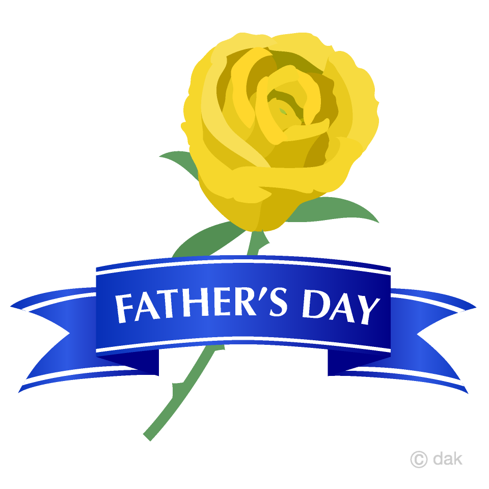 バラの花と父の日リボンイラストのフリー素材 イラストイメージ