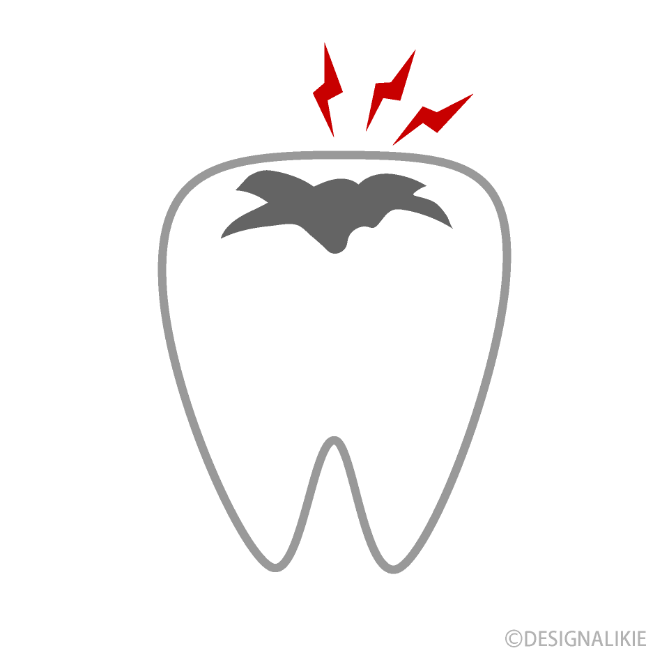 虫歯の歯イラストのフリー素材 イラストイメージ