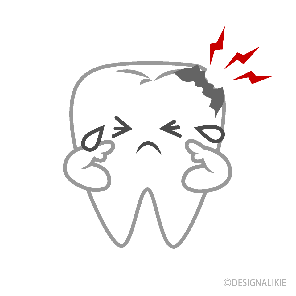 虫歯が痛くて泣く歯イラストのフリー素材 イラストイメージ