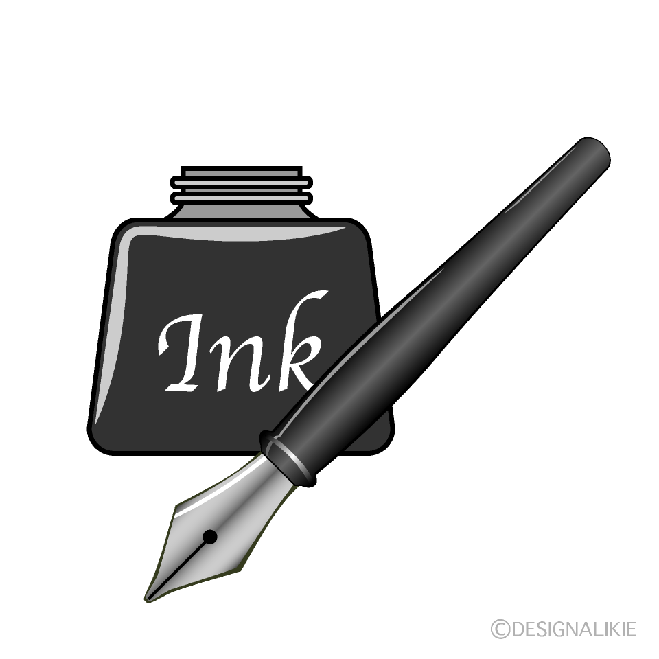 万年筆とインクイラストのフリー素材 イラストイメージ