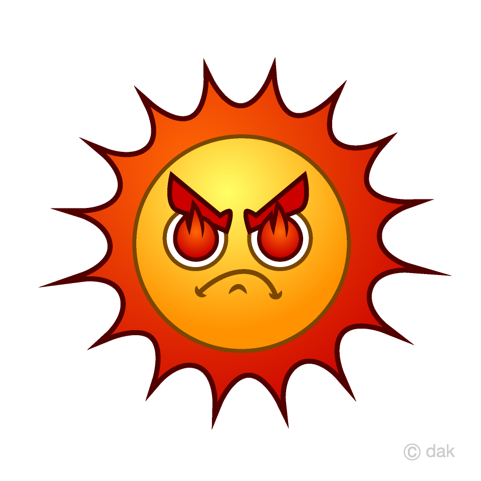 高温の太陽イラストのフリー素材 イラストイメージ