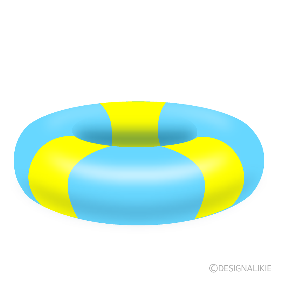 水色黄色の浮き輪の無料イラスト素材 イラストイメージ