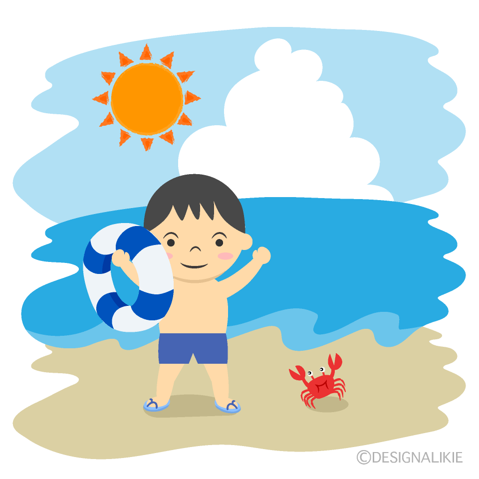海水浴の男の子イラストのフリー素材 イラストイメージ