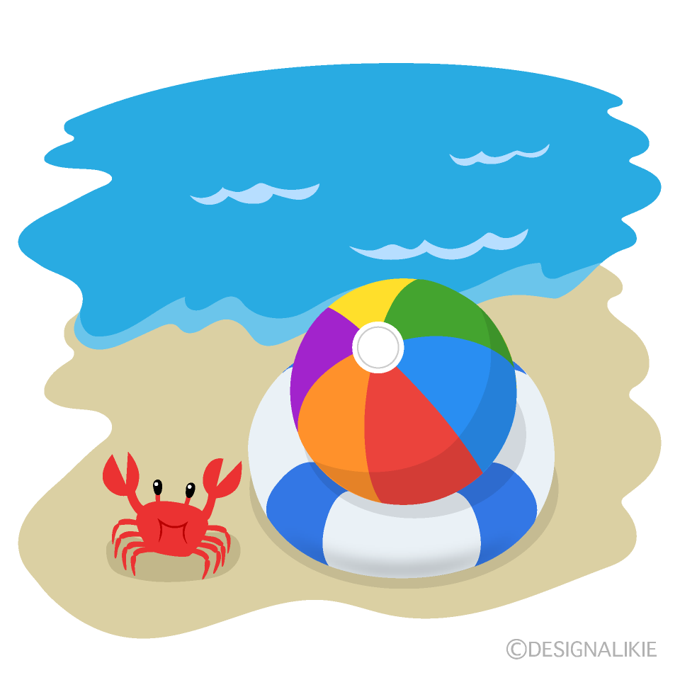 浮き輪とビーチボールの無料イラスト素材 イラストイメージ