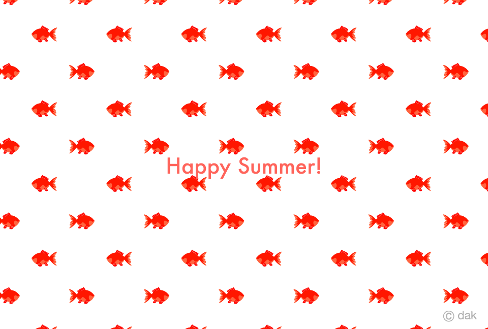 金魚パターンの暑中見舞いイラストのフリー素材 イラストイメージ
