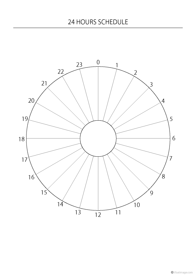 円グラフの24時間スケジュールの無料イラスト素材 イラストイメージ