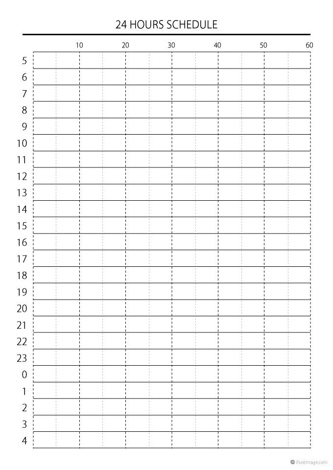 24時間スケジュール表の無料イラスト素材 イラストイメージ