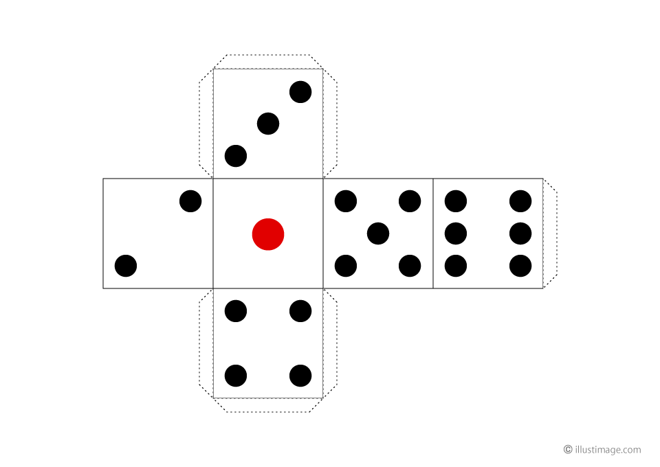 サイコロ展開図 のりしろ イラストのフリー素材 イラストイメージ
