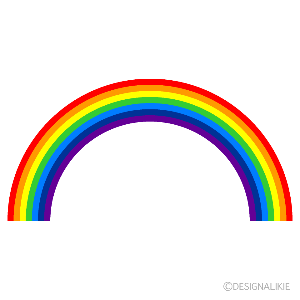 虹に飛ぶ飛行機シルエット風景の無料イラスト素材 イラストイメージ