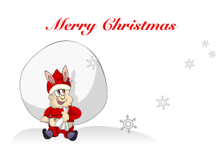 可愛いウサギなサンタのクリスマスカード