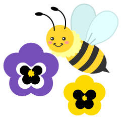 かわいいミツバチとパンジーの花