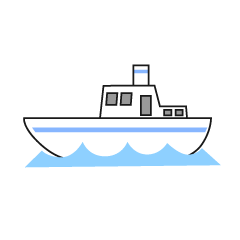 シンプルな海の漁船