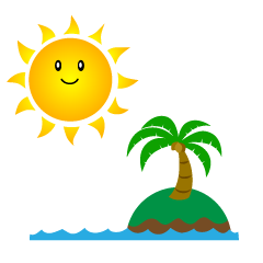 無人島と太陽キャラ
