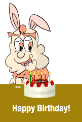 ウサギキャラの誕生日カード