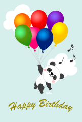 空飛ぶパンダの誕生日カード