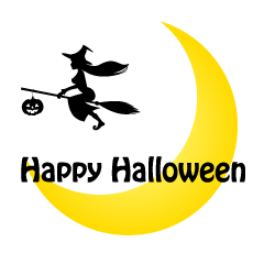 空飛ぶ魔女と月のHappy Halloween