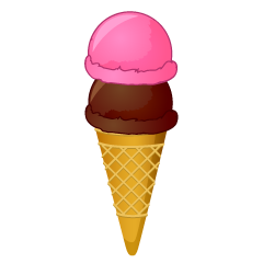 ピンクとチョコのアイスクリーム