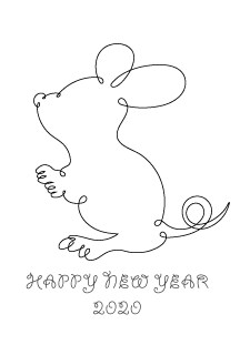 おしゃれな和柄ネズミ年賀状イラストのフリー素材 イラストイメージ