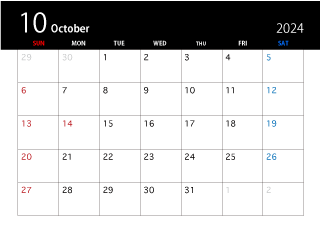 2022年10月の黒カレンダー