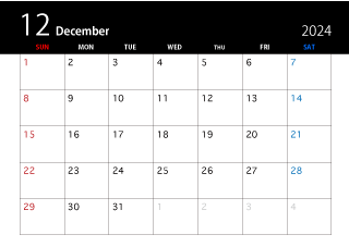 2022年12月の黒カレンダー