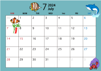 2022年7月のカレンダー（海）