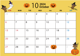 2022年10月のカレンダー（ハロウィン）