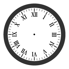 黒枠のローマ数字時計文字盤