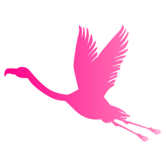 飛ぶフラミンゴのピンクシルエット