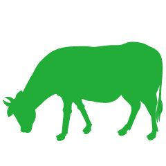 草を食べる牛の緑シルエット