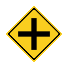 十字路の注意標識