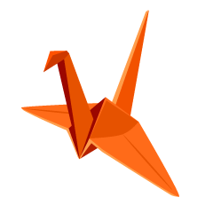 オレンジ色の折り鶴