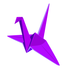 紫色の折り鶴
