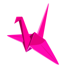 ピンク色の折り鶴