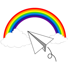 紙飛行機と虹