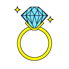ダイヤモンド指輪シルエットイラストのフリー素材 イラストイメージ