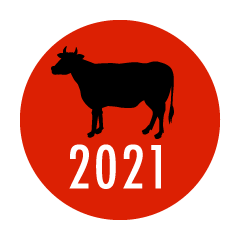 赤丸の牛シルエット2021年
