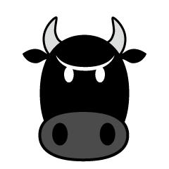 怒る黒牛の顔