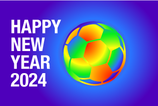 サッカーボールのHAPPY NEW YEAR 2023
