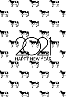 牛パターンの年賀状