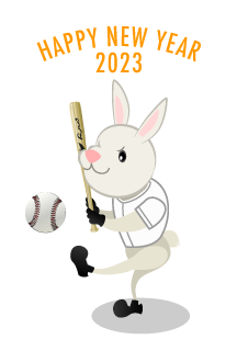 野球選手のウサギ年賀状